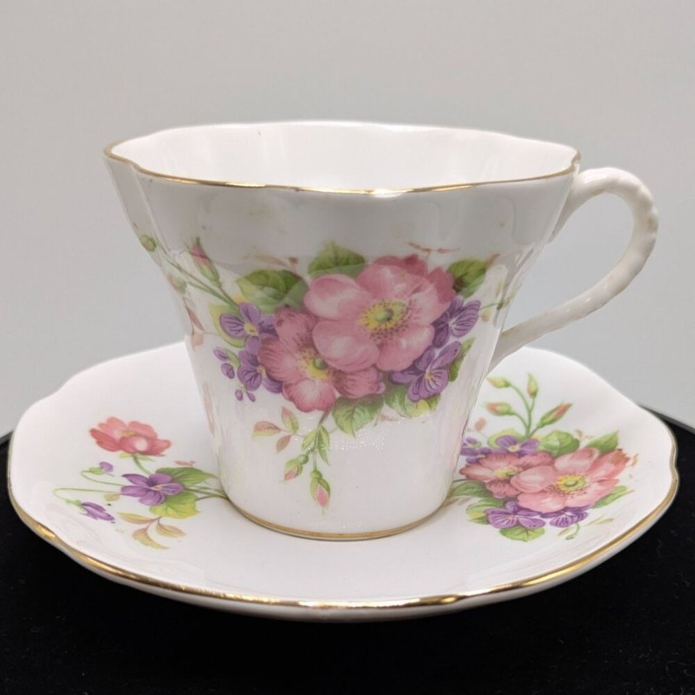 Royal Imperial Bone China Floral Teacup & Saucer Vintage England Set